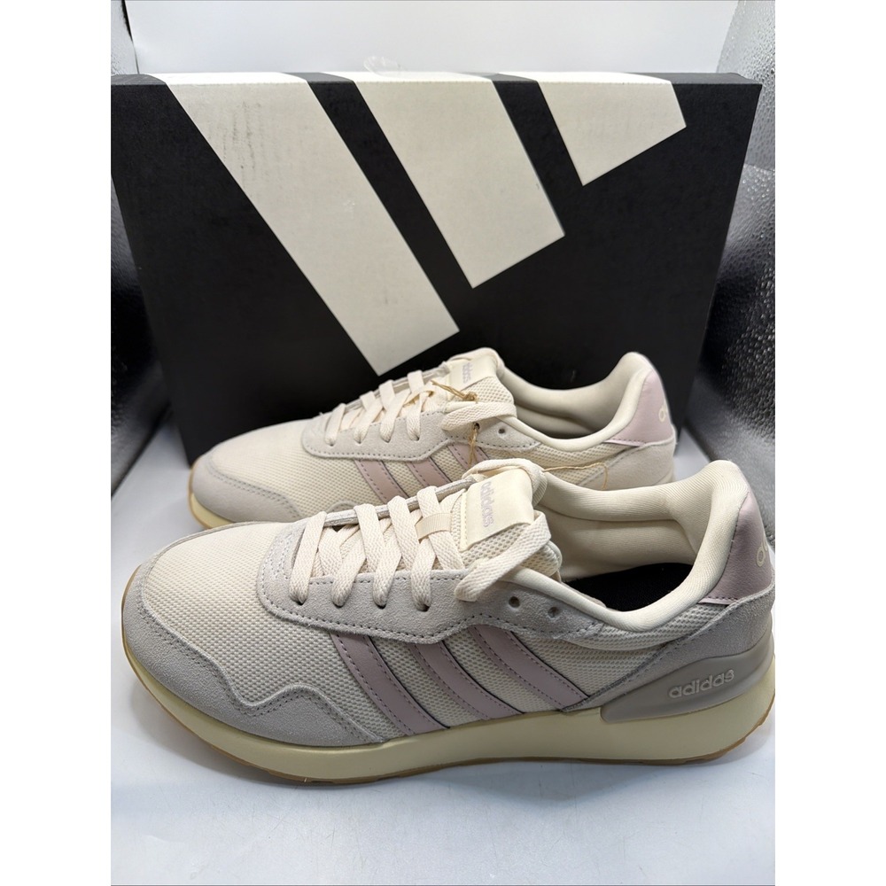 Adidas Run 60s 4.0 Women's Retro Style Casual Shoe Ivory/Lavendar/Gum Size 8